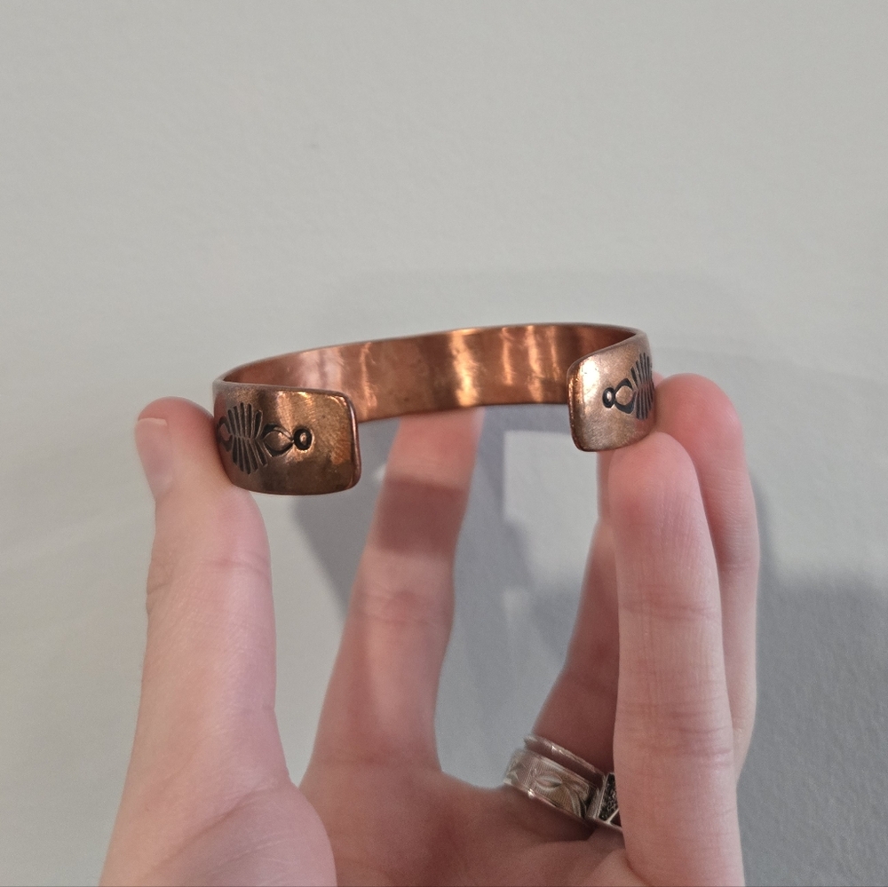 Copper Sterling Silver Native Cuff - image 2